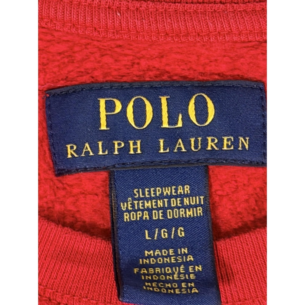 Polo Ralph Lauren Pajama Top Mens Large Red Fleece Crew Neck Tiger Graphic - Picture 3 of 6
